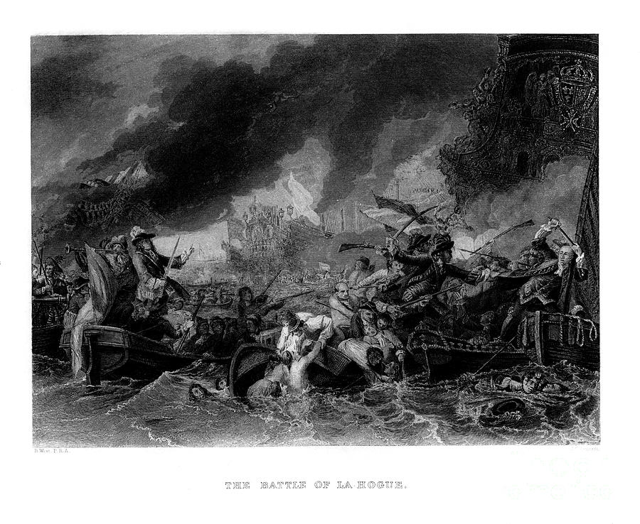 The Battle Of La Hogue, 1692, 1860 Drawing by Print Collector