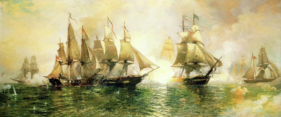 The Battle of Lake Erie Painting by Julian O. Davidson