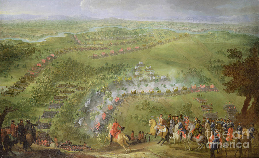 Flag Painting - The Battle Of Lesnaya In 1708 by Pierre-denis Martin