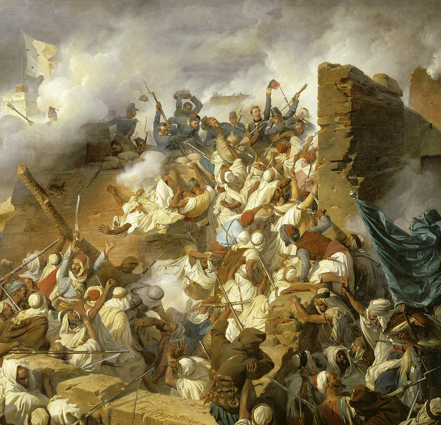 Battle Painting - The Battle of Mazagran, 1840 by Felix Philippoteaux