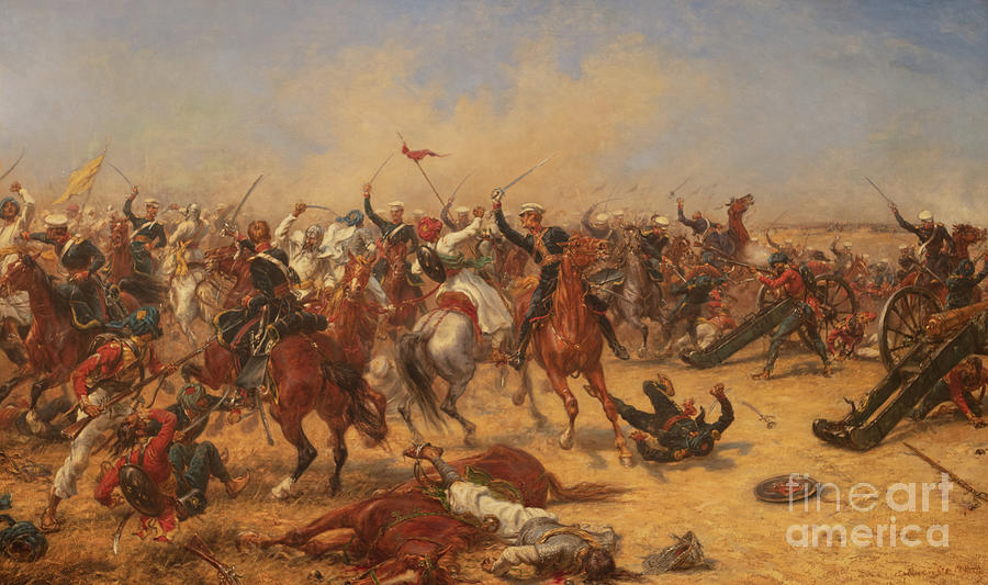 The Battle Of Moodkee 18th December 1845, C.1890 Painting by Ernest Crofts