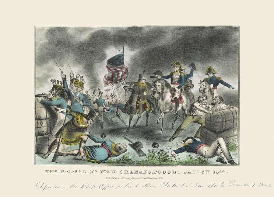 The battle of New Orleans Painting by Nathaniel Currier