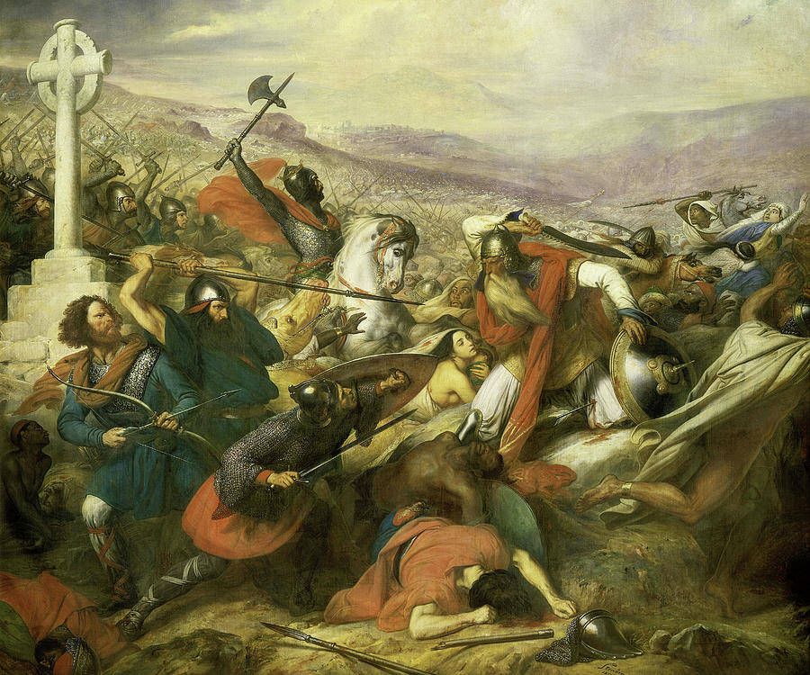 Knight Painting - The Battle of Poitiers, 732 by Charles de Steuben