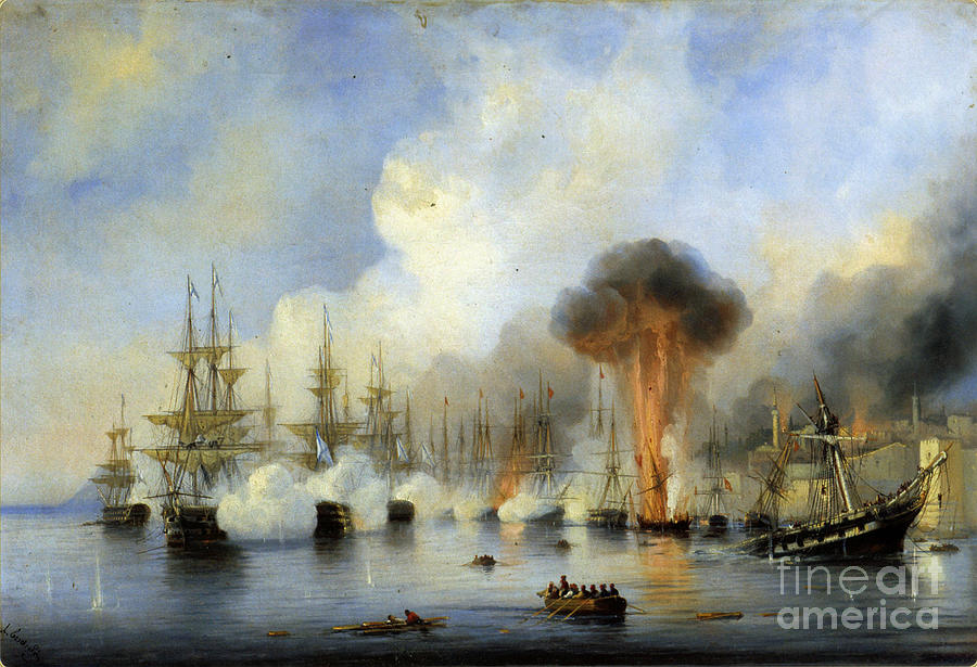 The Battle Of Sinop On 30 November 1853 Drawing by Heritage Images