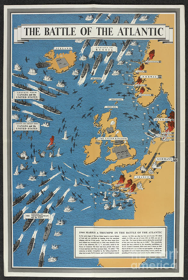 The Battle Of The Atlantic, 1944 Drawing by English School