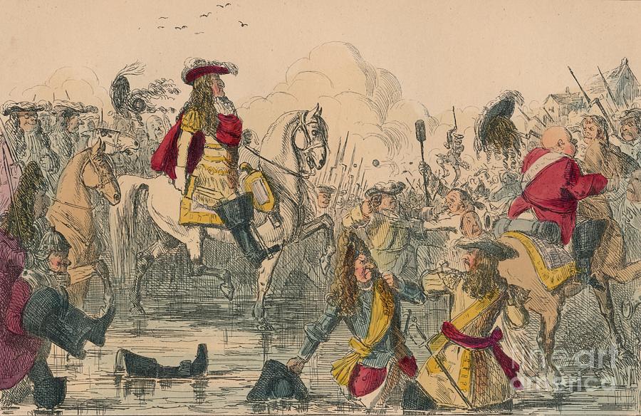 The Battle Of The Boyne, 1850. Artist Drawing by Print Collector