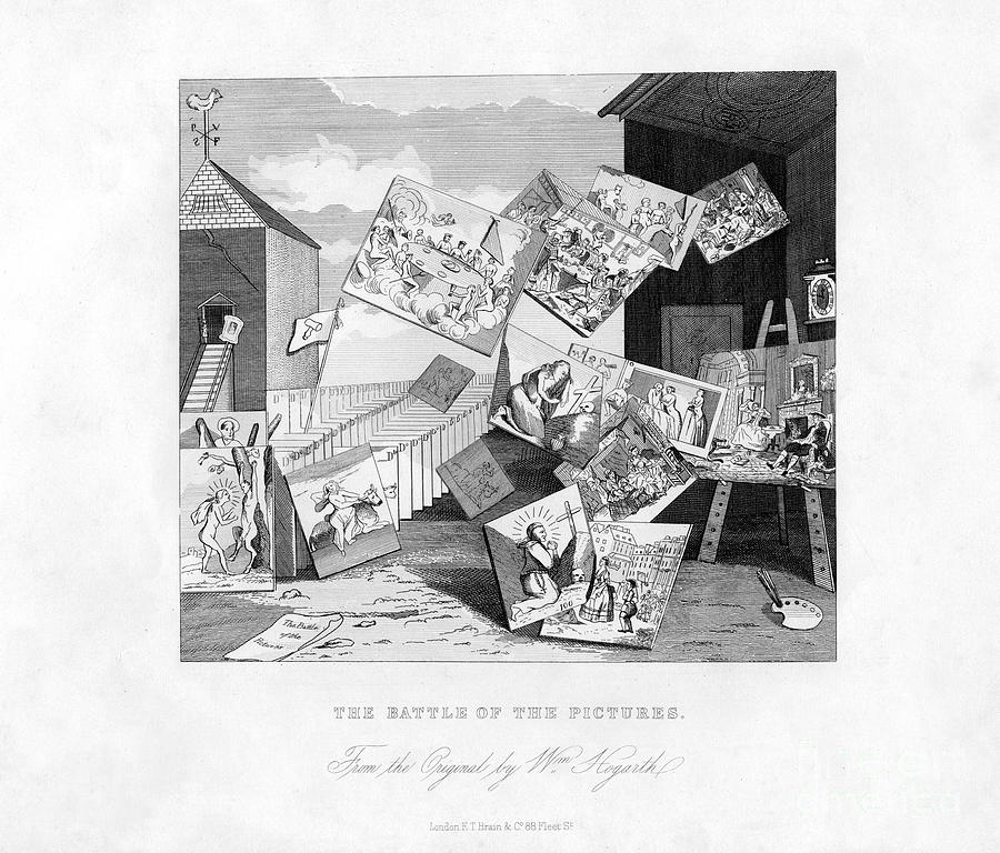 The Battle Of The Pictures, 19th Drawing by Print Collector