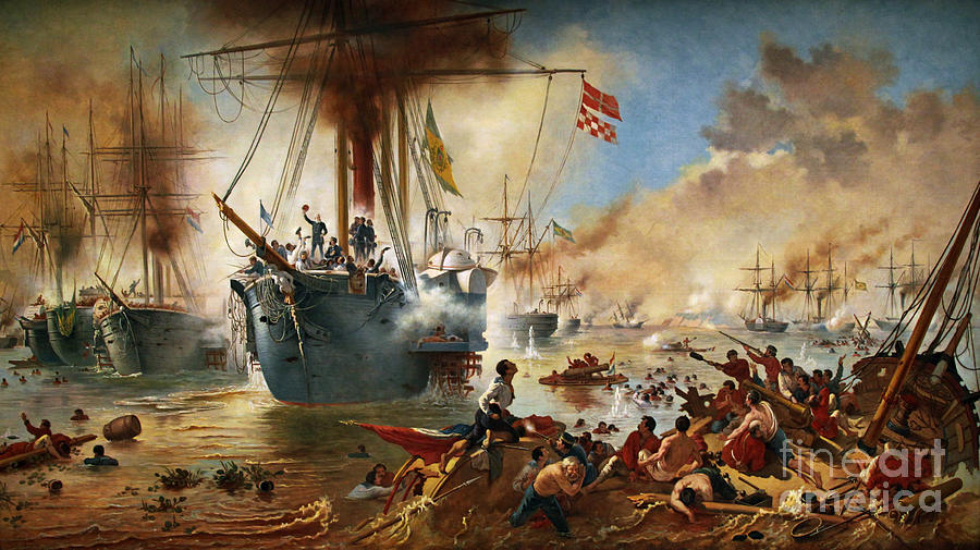 The Battle Of The Riachuelo Drawing by Heritage Images