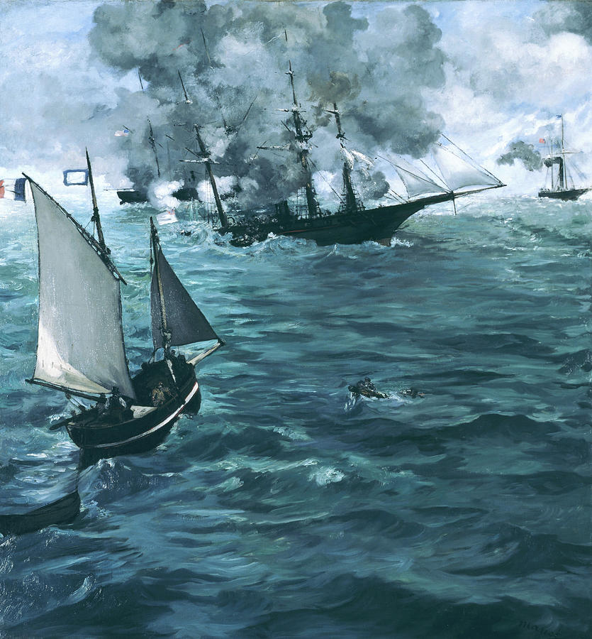 Edouard Manet Painting - The Battle of the USS Kearsarge and the CSS Alabama - Digital Remastered Edition by Edouard Manet