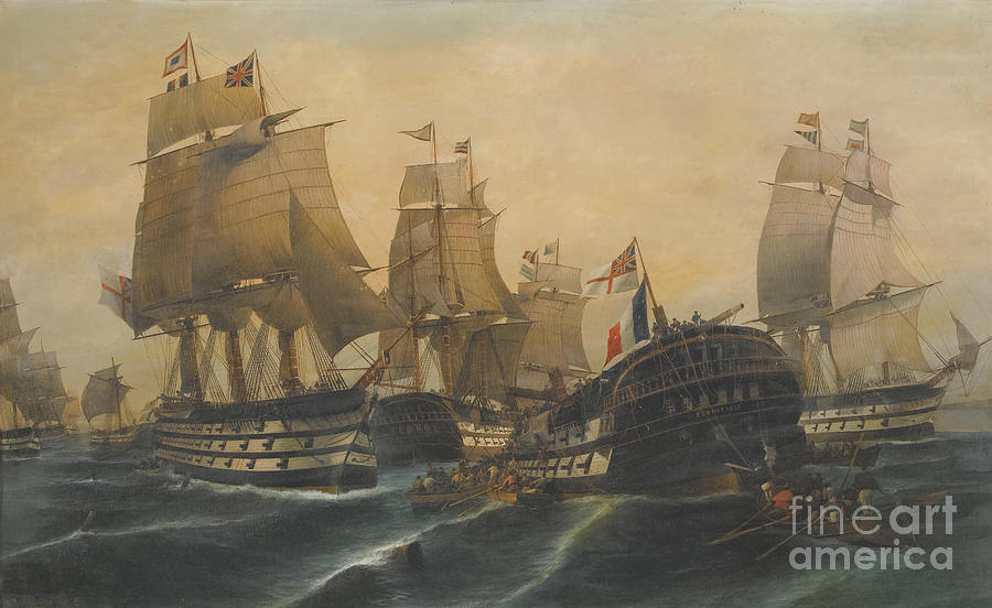 The Battle Of Trafalgar Drawing by Heritage Images