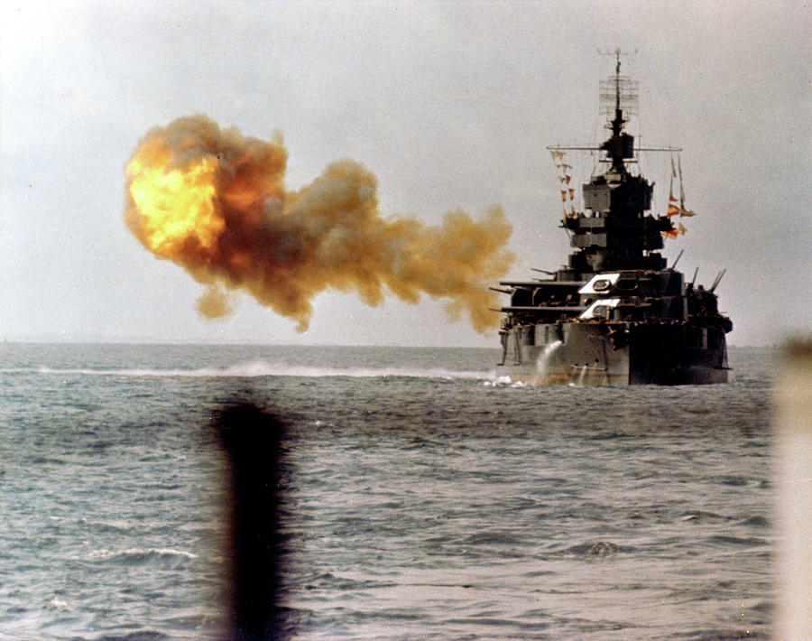 WW2 Refurbished USS IDAHO Color Tinted PHOTO 