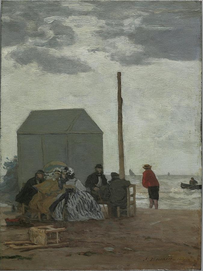 Eugene Boudin Painting - The Beach at Deauville, 1864 by Eugene Boudin
