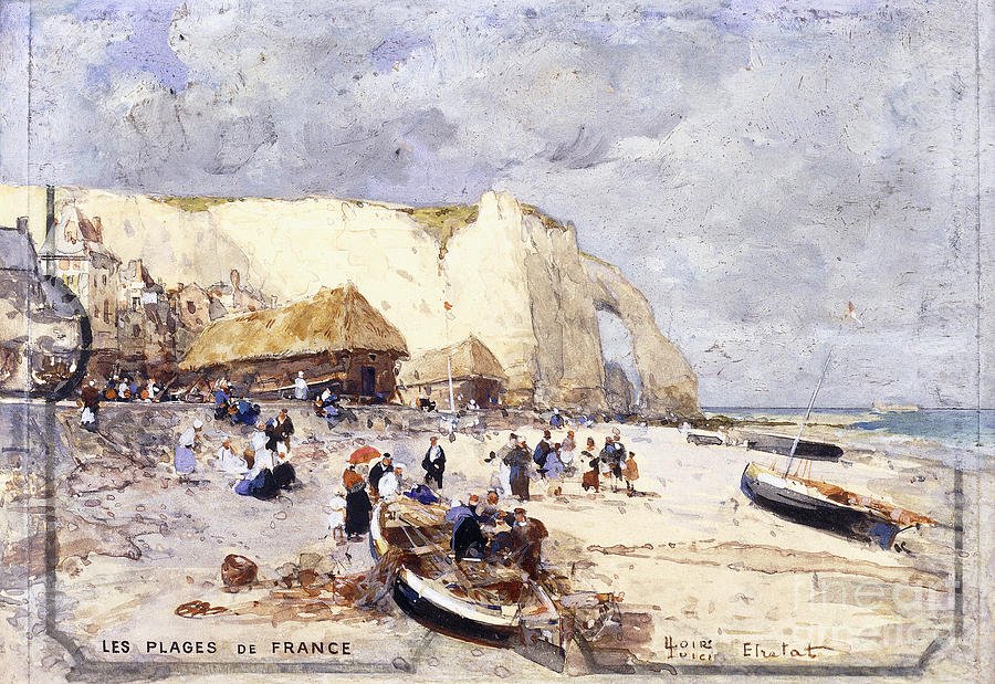 Luigi Loir Painting - The Beach At Etretat by Luigi Loir