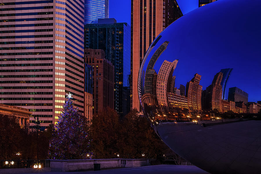 Chicago Photograph - The Bean at Christmas by Andrew Soundarajan
