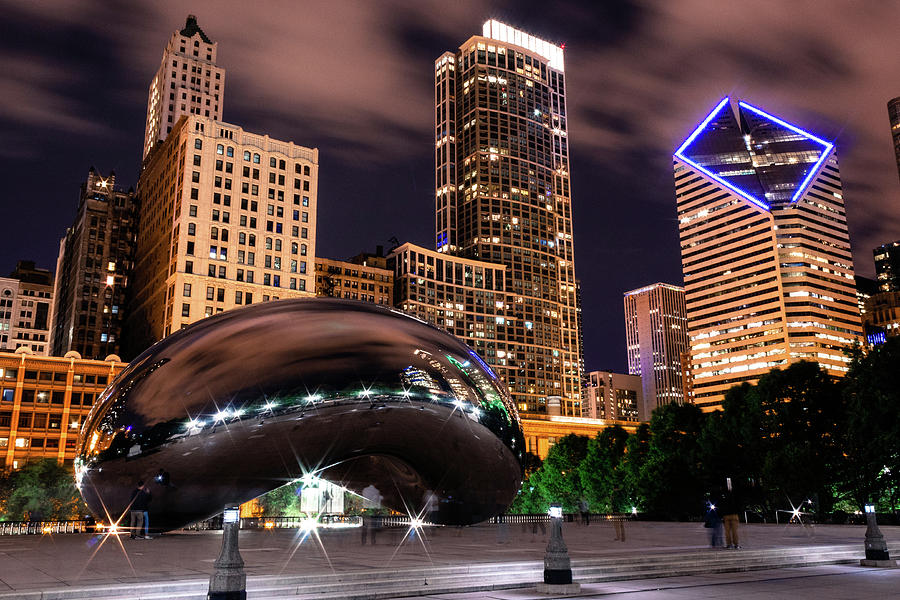 Chicago Photograph - The Bean at Night by Charlie Schafer