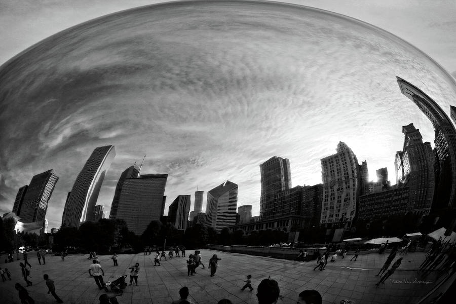 Black And White Painting - The Bean Chicago Bw by Debra Van Swearingen Black And White Painting - The Bean Chicago Bw by Debra Van Swearingen
