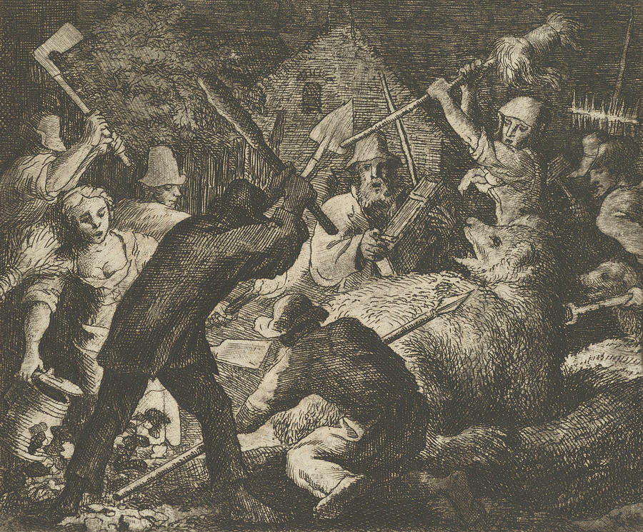 The Bear is Attacked by the Peasants Relief by Allaert van Everdingen