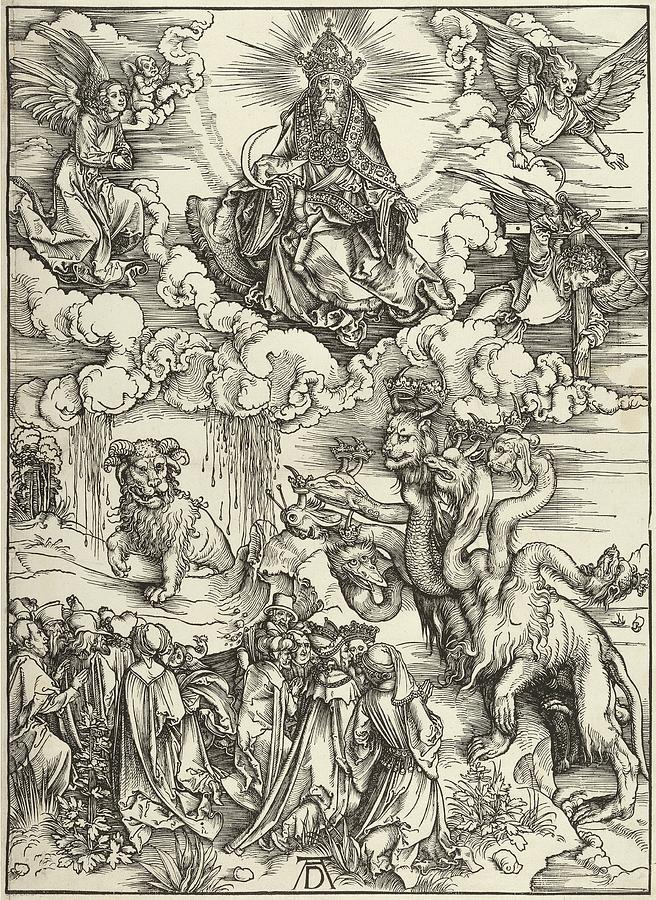 The Beast With Two Horns Like A Lamb, From The Apocalypse Drawing by Albrecht Durer The Beast With Two Horns Like A Lamb, From The Apocalypse Drawing by Albrecht Durer