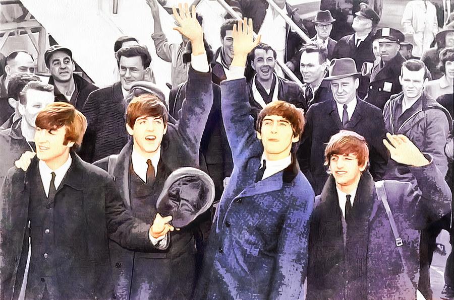 Abstract Photograph - The Beatles 1964 Arrival In New York - A Watercolor by Robert Kinser Abstract Photograph - The Beatles 1964 Arrival In New York - A Watercolor by Robert Kinser