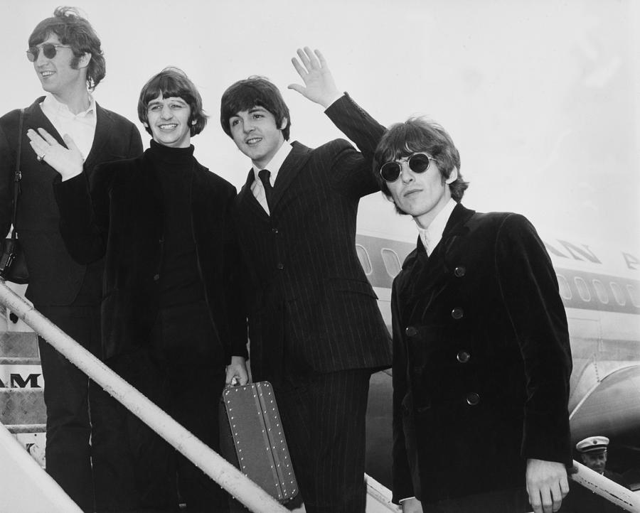 The Beatles On The Steps Of A Aircraft Photograph by Keystone-france