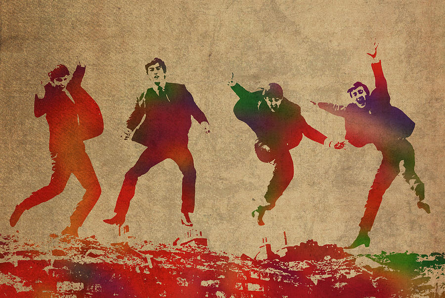 The Beatles Mixed Media - The Beatles Watercolor Portrait by Design Turnpike