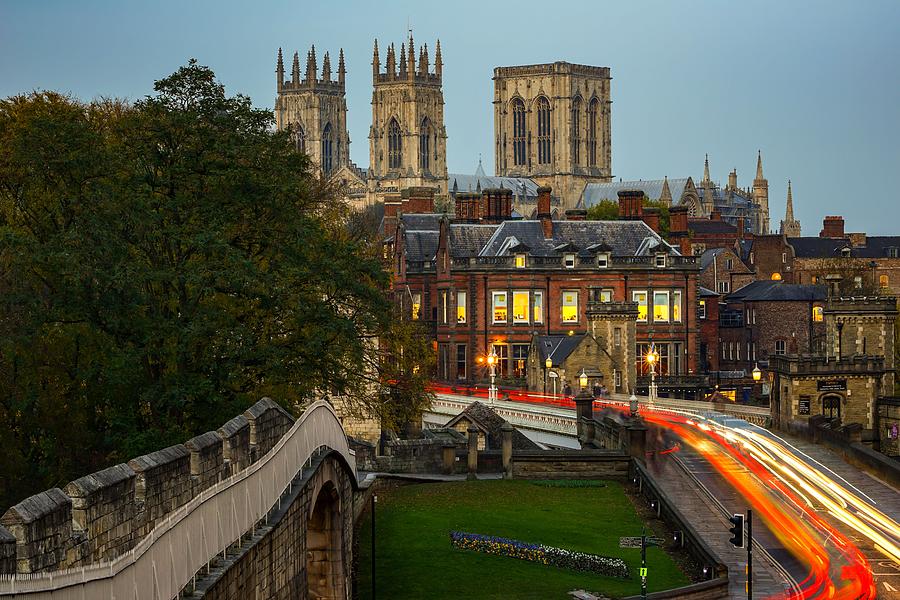 The Beautiful City Of York In England, At Blue Hour. Photograph