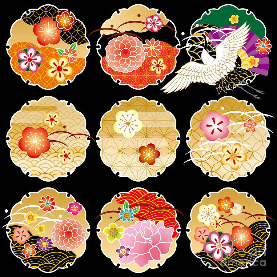 Monkey Digital Art - The Beautiful Pattern Of Japan by Rie Sakae Monkey Digital Art - The Beautiful Pattern Of Japan by Rie Sakae