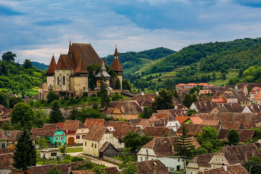 The Beautiful Village Of Biertan In Transylvania, Romania. Photograph