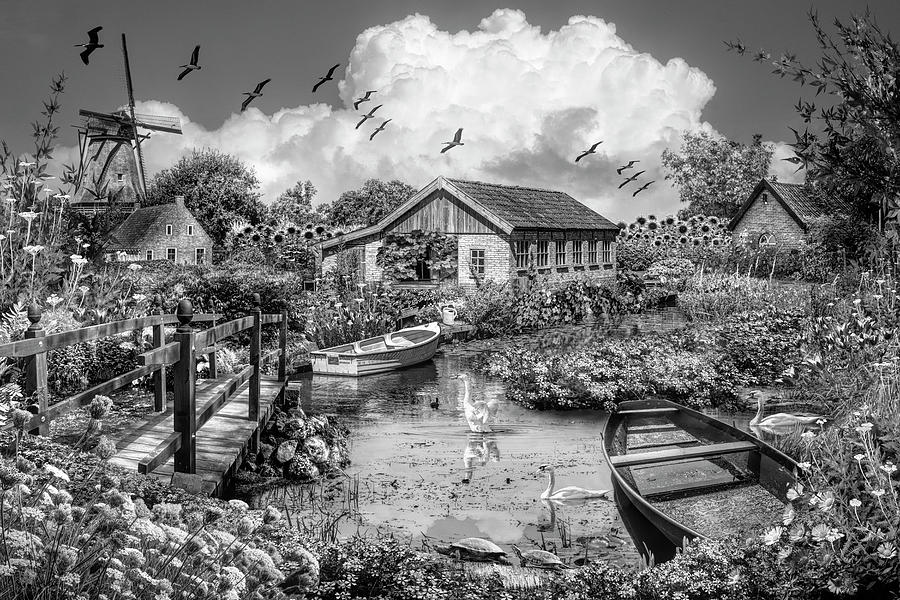 The Beauty of Flowers in Holland Black and White Photograph by Debra and Dave Vanderlaan