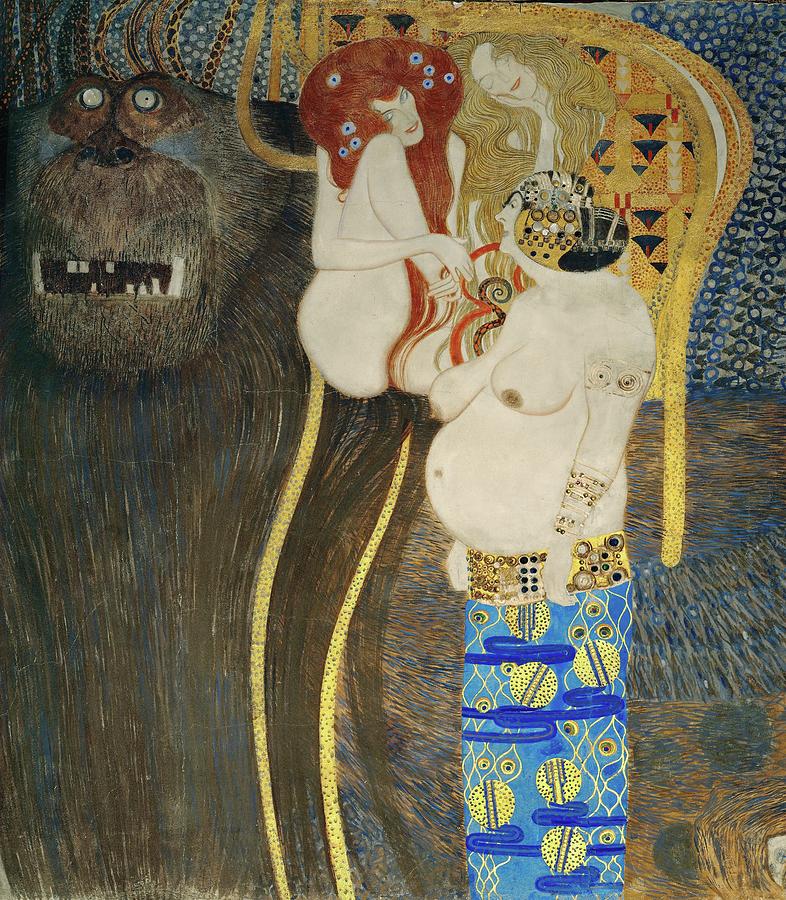 The Beethoven Friezefor the 1902 exhibition of the Vienna Artists AssociationSecession. Painting by Gustav Klimt -1862-1918-