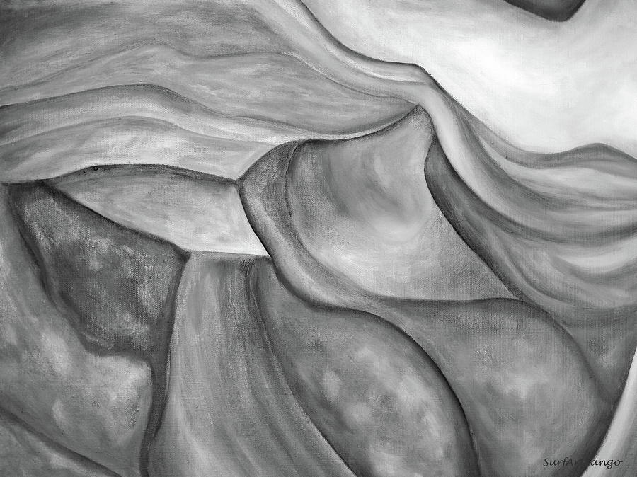 Antelope Canyon Textile. Bw. The Beginning. Fragment 1. Colorful And Over 30 Monochromatic. Painting