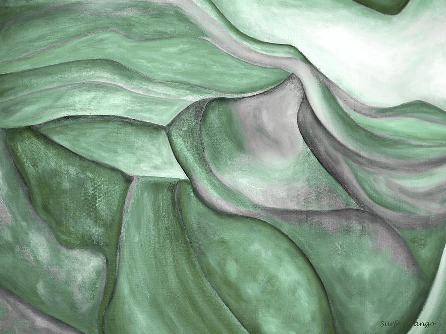 Antelope Canyon Textile. Green Nacre. The Beginning. Fragment 1. Colorful And Over 30 Monochromatic. Painting