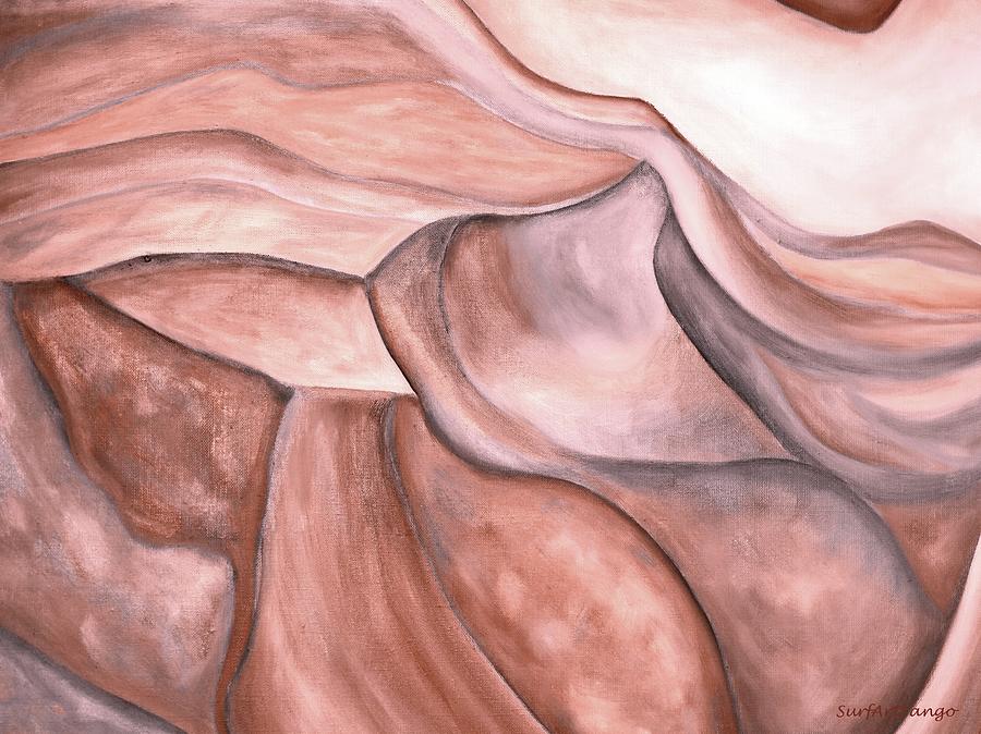 Antelope Canyon Textile. Red Nacre. The Beginning. Fragment 1. Colorful And Over 30 Monochromatic. Painting