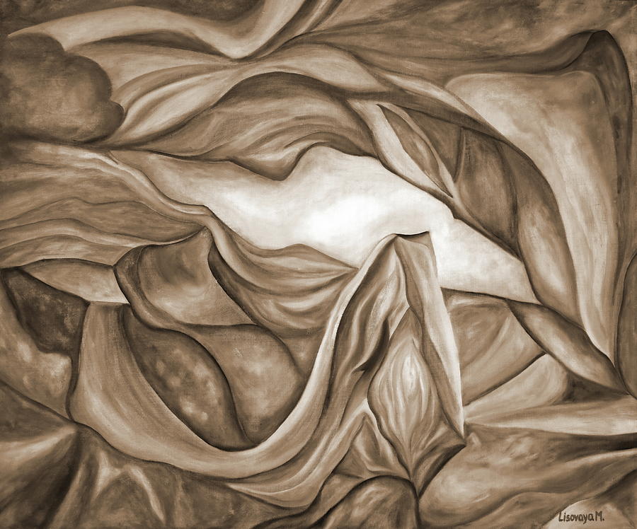 Sepia. Antelope Canyon Textile. The Beginning. Colorful And Over 30 Monochromatic. Painting