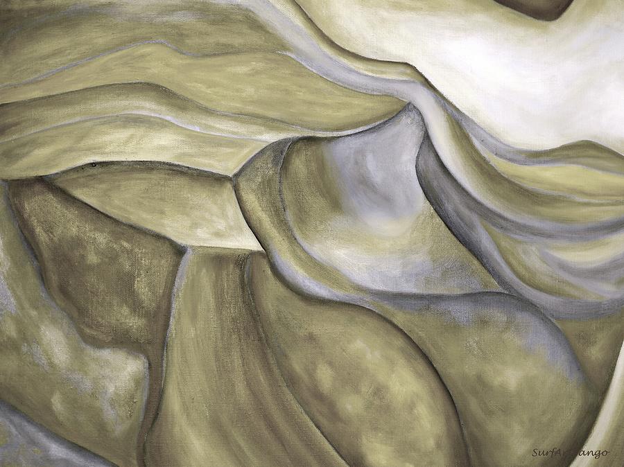 Antelope Canyon Textile. Yellow Nacre. The Beginning.fragment 1. Colorful And Over 30 Monochromatic. Painting