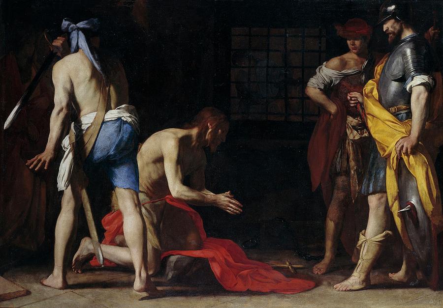 The Beheading of Saint John the Baptist, ca. 1635, Italian School, Oil on ... Painting by Massimo Stanzione -1585-1656-