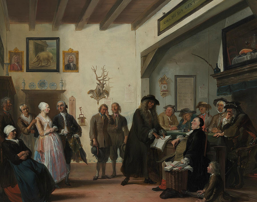 The Beslikt Zwaentje or the Court in Puyterveen Painting by Cornelis Troost
