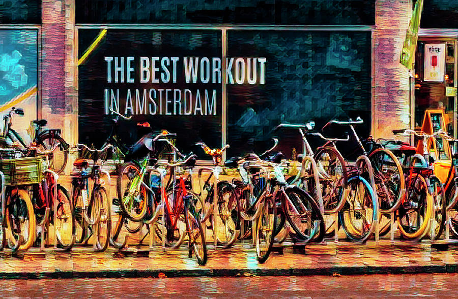 The Best Workout in Amsterdam Colorful Painting Photograph by Debra and Dave Vanderlaan