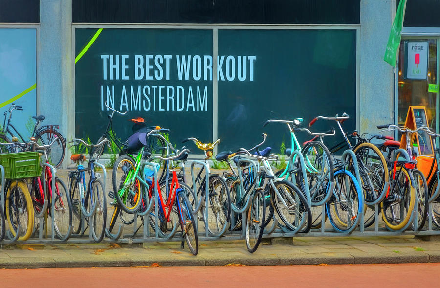 The Best Workout in Amsterdam Painting Photograph by Debra and Dave Vanderlaan