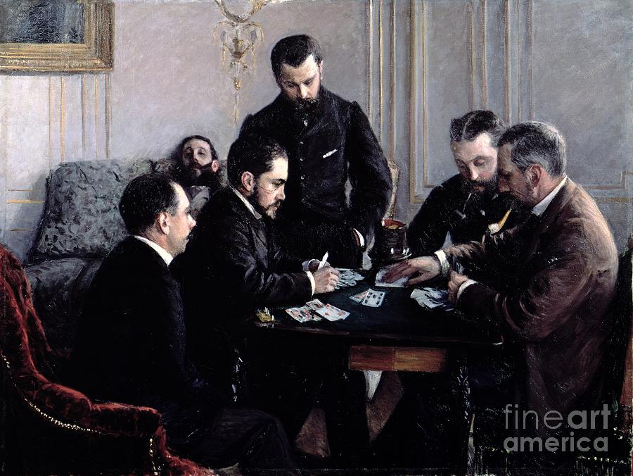 The Bezique Game, 1881 Painting by Gustave Caillebotte