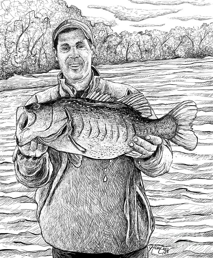 Fish Drawing - The Big Catch by Heidi Creed