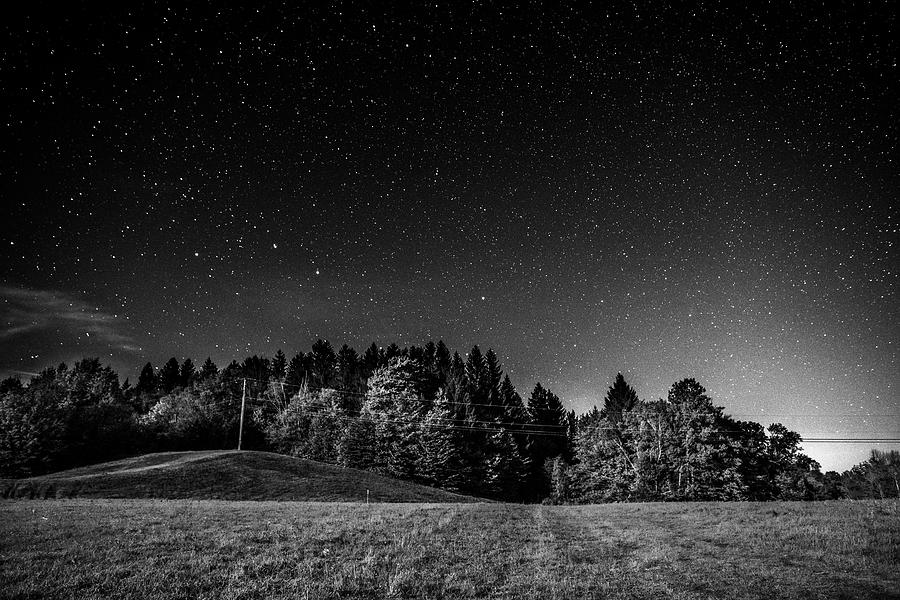 The Big Dipper over Ludlow VT Fall Foliage Black and White Photograph by Toby McGuire