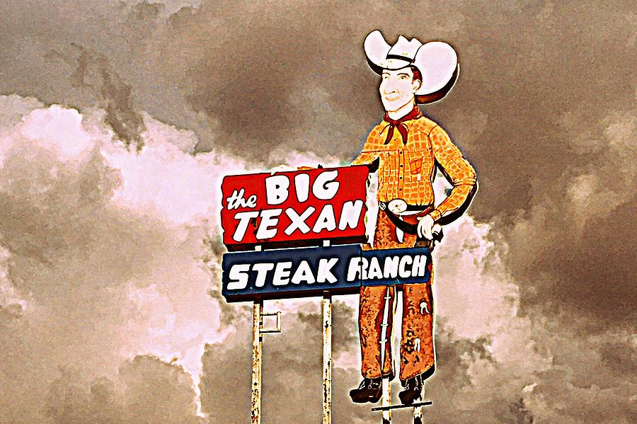 Sign Digital Art - The Big Texan Steak Ranch, Route 66 by Matt Richardson