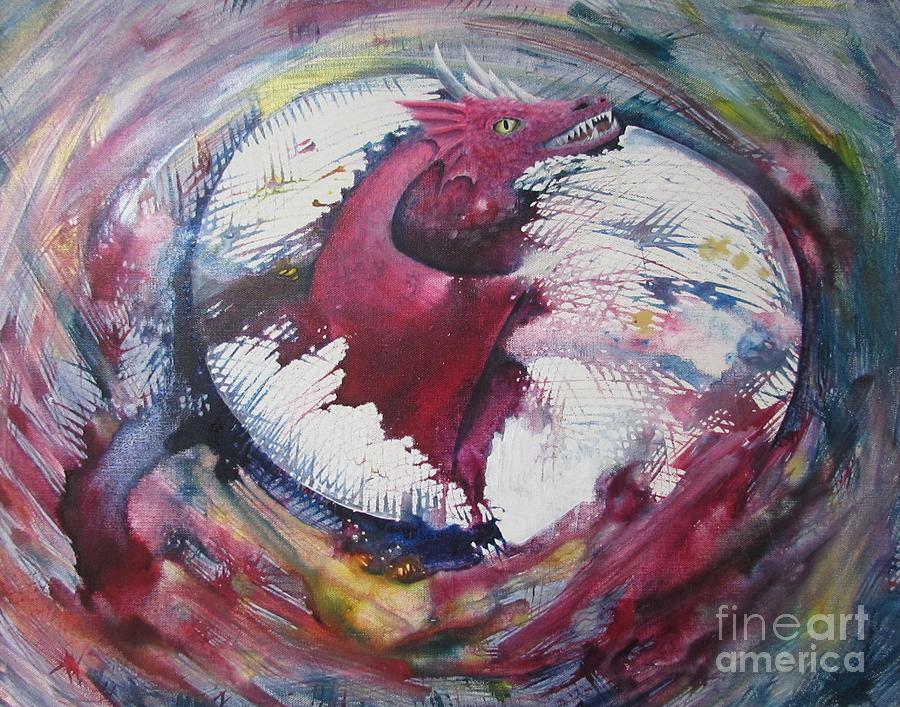 Dragon Painting - The Birth of a Dragon by Denise Hoag