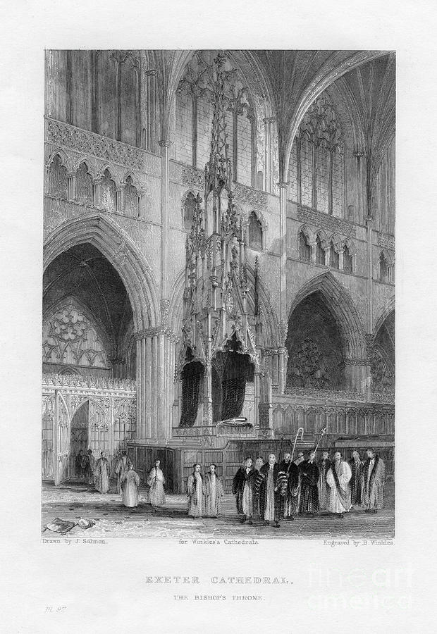 The Bishops Throne, Exeter Cathedral Drawing by Print Collector