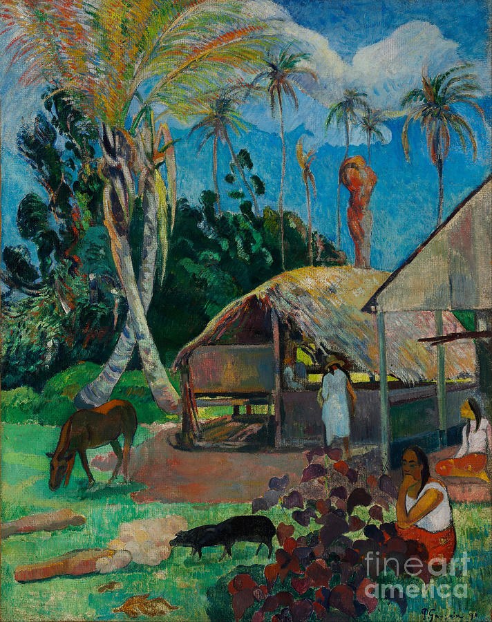 The Black Pigs. Artist Gauguin, Paul Drawing by Heritage Images