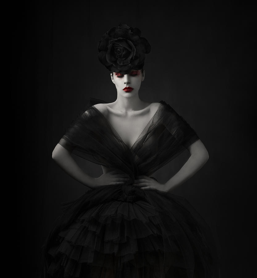 Portrait Photograph - The Black Rose.... by Alfredo Sanchez