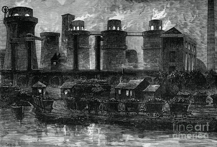 The Blast Furnaces At Summerlea Drawing by Print Collector