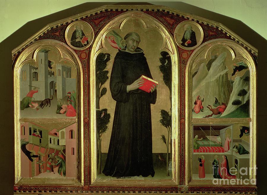 The Blessed Agostino Novello Altarpiece, With Four Of His Miracles, C.1328 Painting by Simone Martini