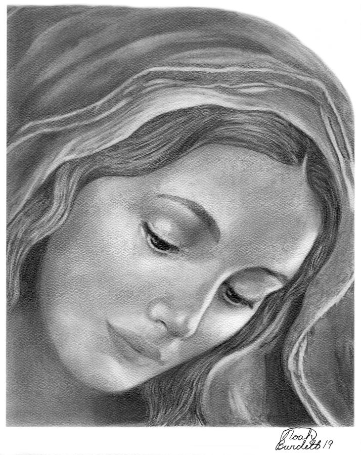 Blessed Virgin Mary Drawing - The Blessed Virgin Mary by Noah Burdett
